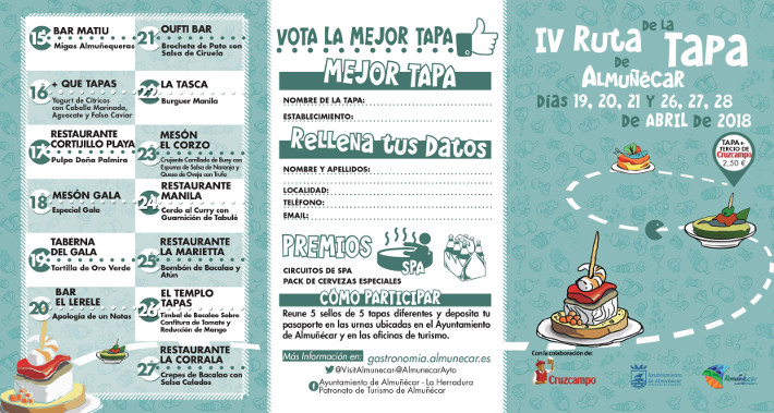 La IV Ruta de la Tapa de Almuñécar reunirá  a  27 establecimientos sexitanos